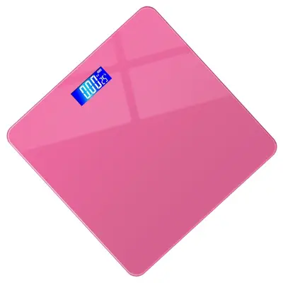 Elegantna osebna tehtnica z LCD zaslonom in varnostnim steklom Pink