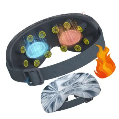 Masažer za oči Mirror Silver Grey s hladilnim stiskanjem, vibracijo in toploto