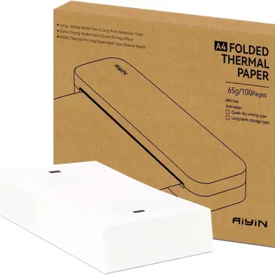 A4 Hitro Sušeč Termalni Papir - 210mm x 297mm - 100 Listov Zložen US Letter