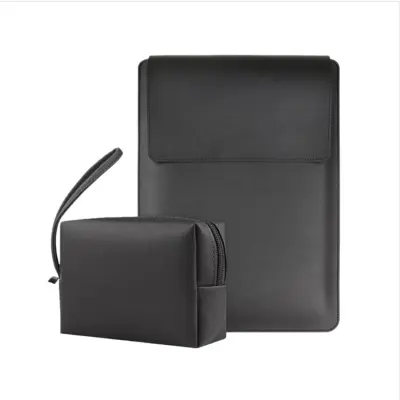 Združljiv s Huawei, Samsung, APPLE, Garmin PU usnjena torbica za prenosnik s stojalom in torbico za napajalnik  13,3 palca/14 palcev