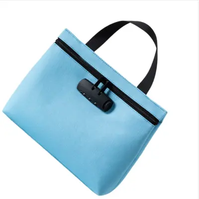 Velika Torba za Dokumente z Geslom - Varna Poliestrska Torba za Datoteke Blue