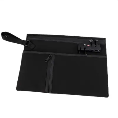 Šifrirana torba za dokumente z dvojno ključavnico proti kraji - zavarujte dragocenosti Black