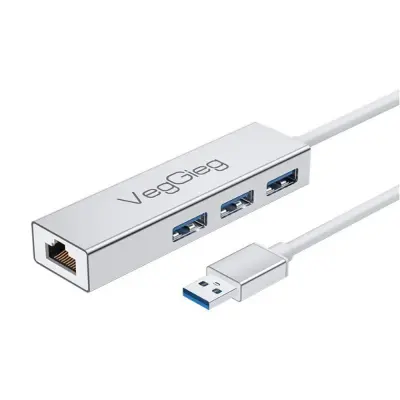 USB na Gigabit Ethernet adapter s 3-vrati USB vozlišča - Siva