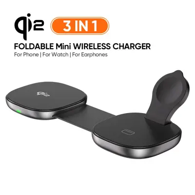 Super Mini 3-v-1 Kvadratni Brezžični Polnilnik Qi2.0 - Hitra Polnilna Postaja