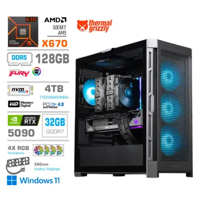 Računalnik MEGA TWR S11 R9-9950X3D/RTX5090/128GB-DDR5/4TB-4.0/1050W/Win11Home/črna RGB