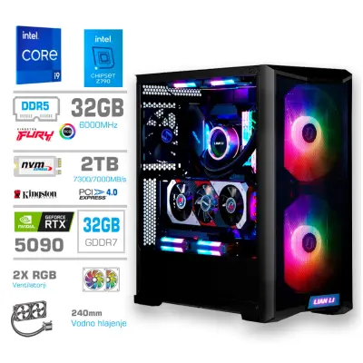 Računalnik MEGA TWR S10 i9-14900K/RTX5090/32GB-DDR5/2TB-4.0/1000W/Brez OS/črna RGB