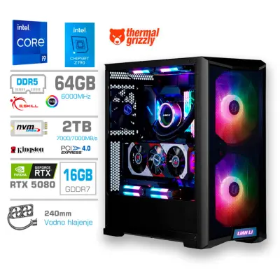 Računalnik MEGA TWR S10 i9-14900KF/RTX5080/64GB/2TB-4.0/1000W/Brez OS/črna RGB