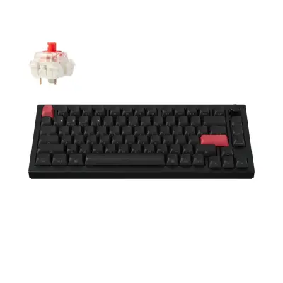 Keychron Q1 Max QMK/VIA Brezžična mehanska tipkovnica po meri, Popolnoma sestavljen, Side-Printed, Oglje črn, Jupiter Red / Q1M-M1S