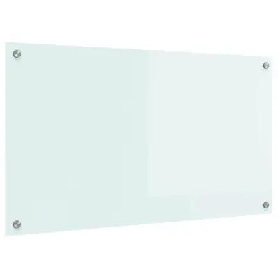 vidaXL Zaščita za kuhinjo Bela 90 x 50 cm kaljeno steklo