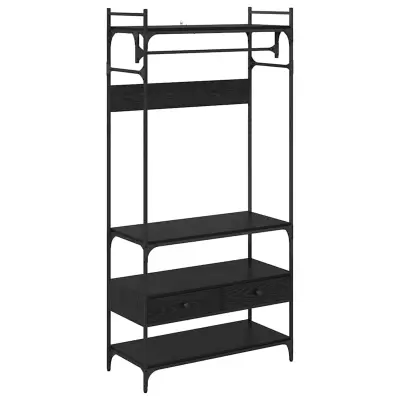 vidaXL Garderobna omara Črni hrast 89 x 39 x 184,5 cm Konstruiran les