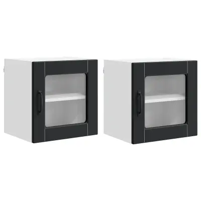 vidaXL Kuhinjski element 2 pcs Črna 40 x 31 x 40 cm Konstruiran les