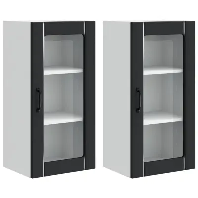 vidaXL Kuhinjski element 2 pcs Črna 40 x 31 x 80 cm Konstruiran les