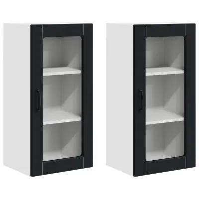 vidaXL Kuhinjski element 2 pcs Črna 40 x 31 x 80 cm Konstruiran les