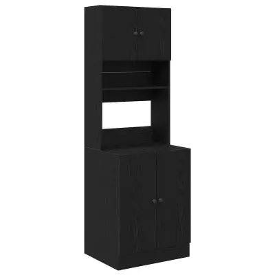 vidaXL Kuhinjska omarica z vrati 2 pcs Črna Orehovina 60 x 50 x 180 cm