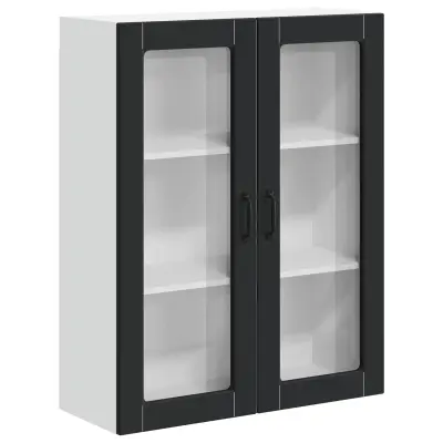 vidaXL Stenska kuhinjska omarica Črna 80 x 31 x 100 cm Konstruiran les