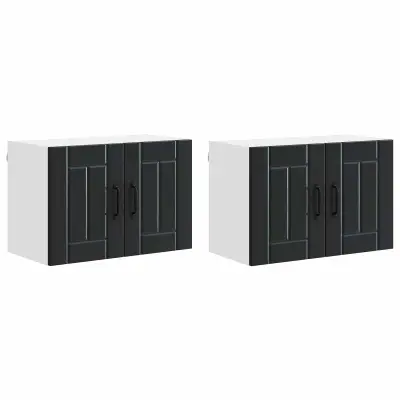 vidaXL Kuhinjski element 2 pcs Črna 60 x 31 x 40 cm Konstruiran les