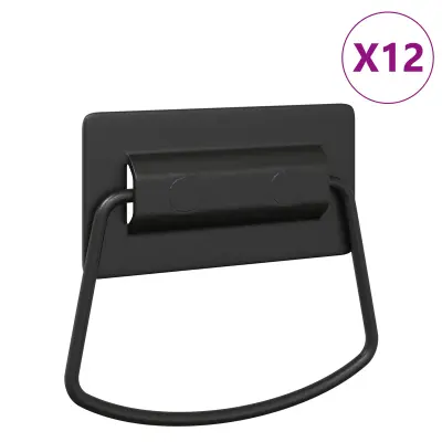 vidaXL Ročaji za kabinete 12 pcs Črna 85 x 45 mm Kovina