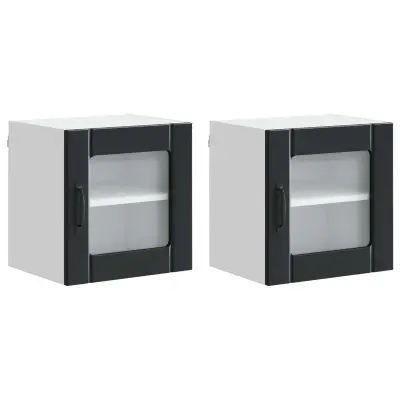 vidaXL Kuhinjski element 2 pcs Črna 40 x 31 x 40 cm Konstruiran les