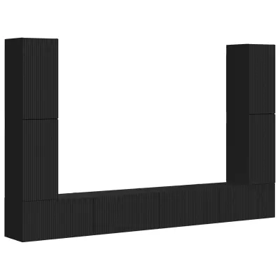 vidaXL Komplet TV omaric 8 pcs Črna Konstruiran les