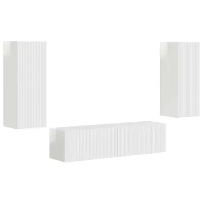 vidaXL Komplet TV omaric 2 pcs Visok sijaj bela Konstruiran les