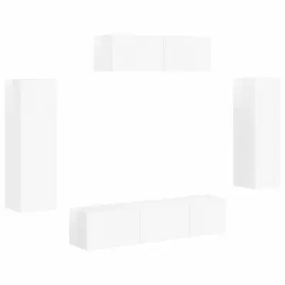 vidaXL TV omarica 5 pcs Visok sijaj bela