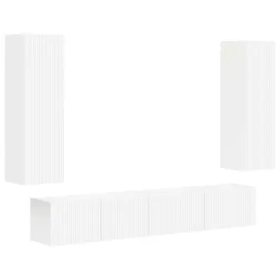 vidaXL Komplet TV omaric 3 pcs Bela Konstruiran les