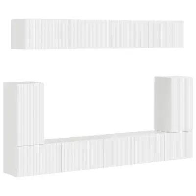 vidaXL Komplet TV omaric 5 pcs Visok sijaj bela Konstruiran les