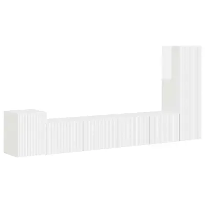 vidaXL Komplet TV omaric 3 pcs Visok sijaj bela Konstruiran les