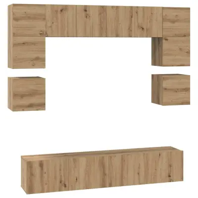 vidaXL Komplet TV omaric 8 pcs Umetni hrast Konstruiran les