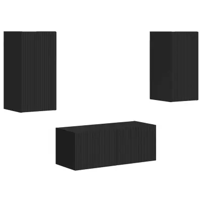 vidaXL Komplet TV omaric 2 pcs Črna Konstruiran les