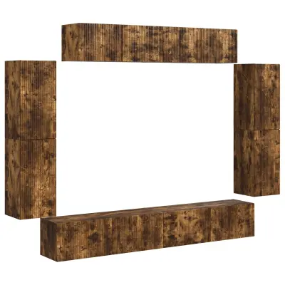 vidaXL TV omarica 8 pcs Dimljeni oreh