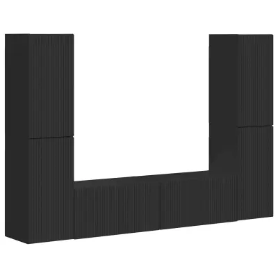 vidaXL Komplet TV omaric 6 pcs Črna Konstruiran les