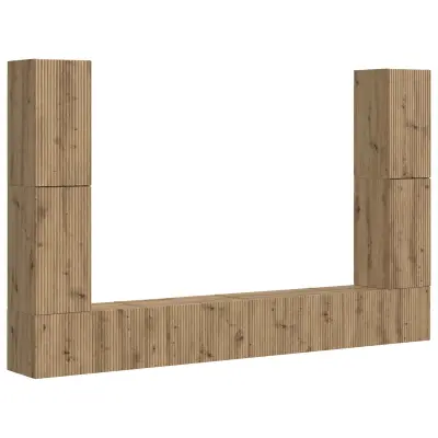 vidaXL Komplet TV omaric 8 pcs Umetni hrast Konstruiran les