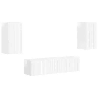 vidaXL Komplet TV omaric 4 pcs Visok sijaj bela Konstruiran les