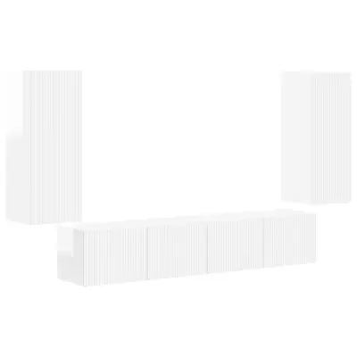 vidaXL Set omare za televizijo na steni 4 pcs Visok sijaj bela