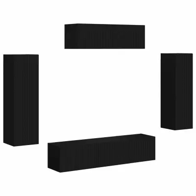 vidaXL TV omarica 5 pcs Črna