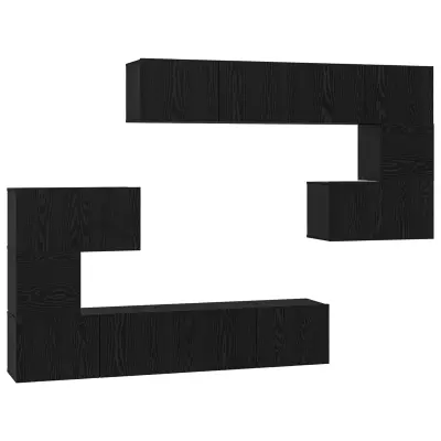 vidaXL Komplet TV omaric 8 pcs Črni hrast 80 x 30 x 30 cm