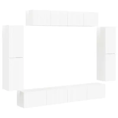 vidaXL TV omarica 8 pcs Visok sijaj bela