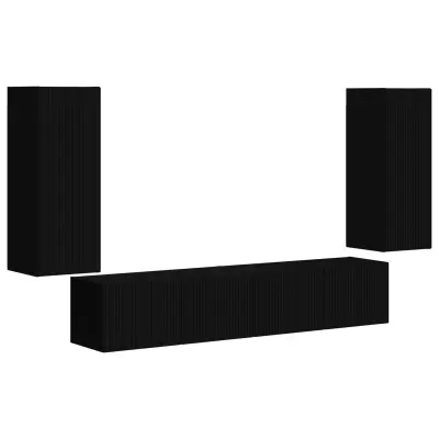 vidaXL Set omare za televizijo na steni 4 pcs Črna Konstruiran les