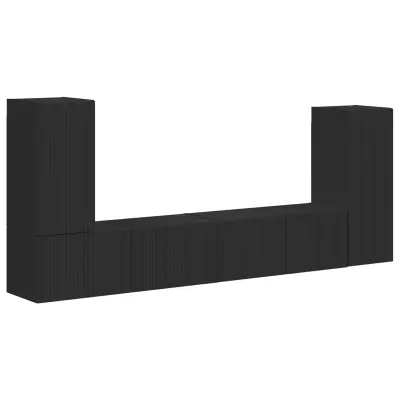 vidaXL Komplet TV omaric 4 pcs Črna Konstruiran les