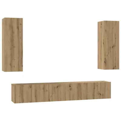 vidaXL Komplet TV omaric 5 pcs Umetni hrast Konstruiran les