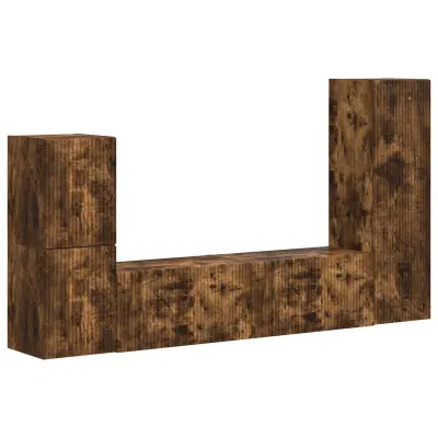 vidaXL Komplet TV omaric 4 pcs Dimljeni oreh Konstruiran les