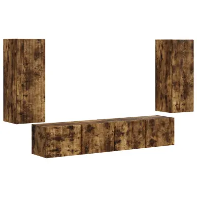 vidaXL Set omare za televizijo na steni 4 pcs Dimljeni oreh