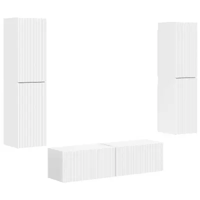 vidaXL Komplet TV omaric 6 pcs Bela Konstruiran les