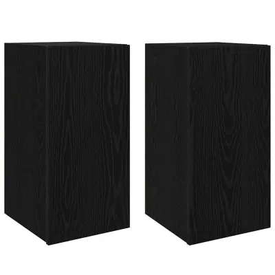 vidaXL Stenski TV kabinet 2 pcs Črna Orehovina 30,5 x 30 x 60 cm