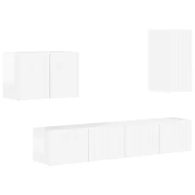 vidaXL Set omare za televizijo na steni 4 pcs Visok sijaj bela