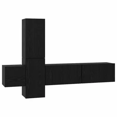 vidaXL Komplet TV omaric 5 pcs Črna Orehovina Konstruiran les