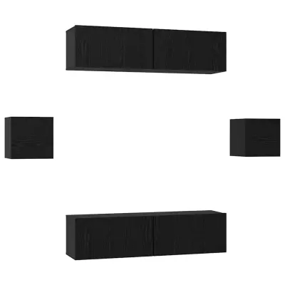 vidaXL Komplet TV omaric 6 pcs Črni hrast Konstruiran les