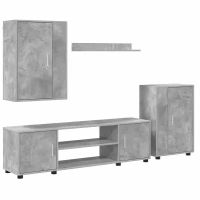 vidaXL Komplet TV omaric 4 pcs Betonsko siva Konstruiran les