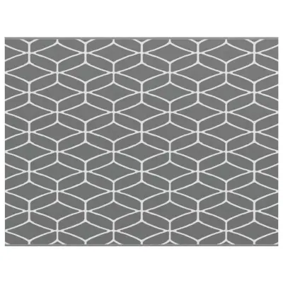 vidaXL Zunanji preproga Geometrični ARAKIL Siva in bela 300 x 250 cm